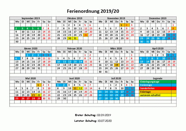 Ferien 2019/20
